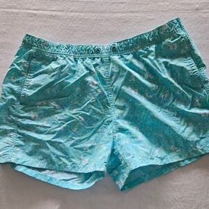 Vineyard Vines Performance Shorts Men Large Turquoise Floral Whale Logo